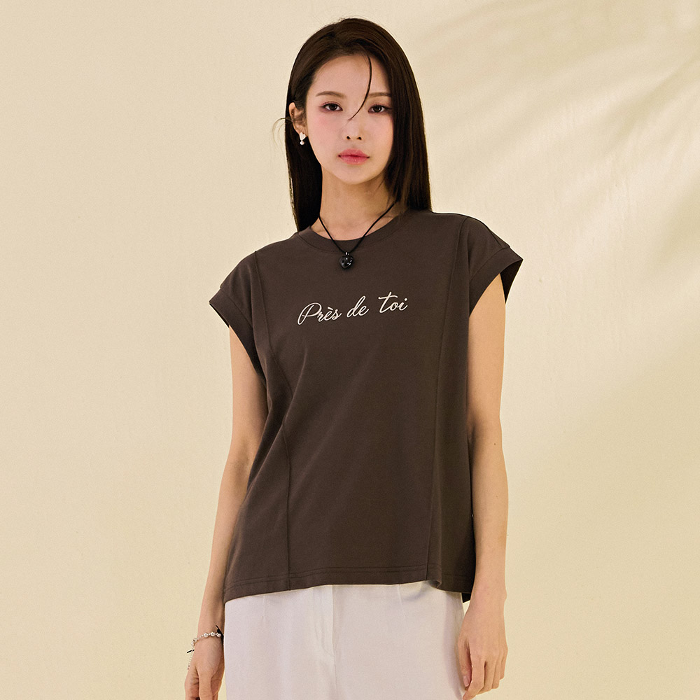 여성 에리 배색 민소매 티셔츠-DCRG5971E08